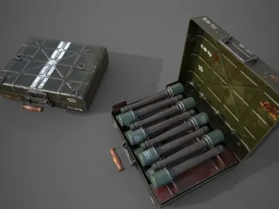 WWII Stielhandgranate M24 Case with Stielhandgranate M24 grenade Low-poly 3D model