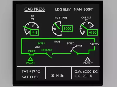 Secondary electronic centralised aircraft monitoring  3d Model 3D model