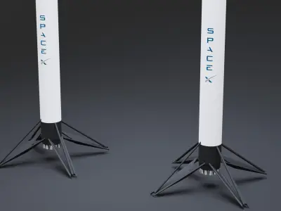 Falcon 9 and Crew Dragon 3D Model Low-poly 3D model