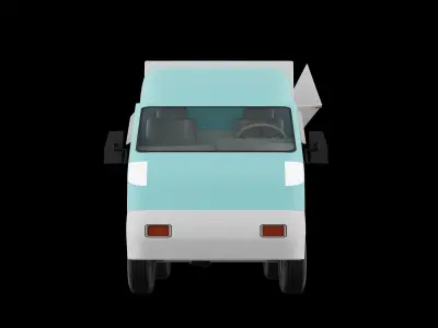 Food truck cartoon character with low-poly for commercial design Low-poly 3D model