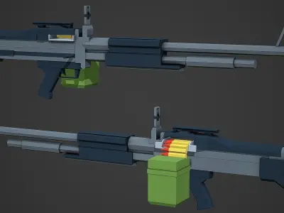 Stylized M60 LMG Low Poly Mobile Ready Low-poly 3D model