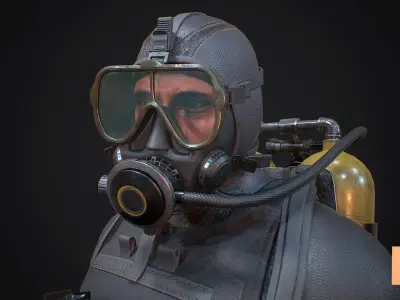 Military Diver Low-poly 3D model