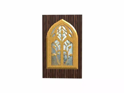 Low-Poly Fantasy Window Elegant Ornate Gothic Art Nouveau Style Low-poly 3D model