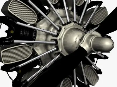 Radial Engine Plane Propeller 3D model