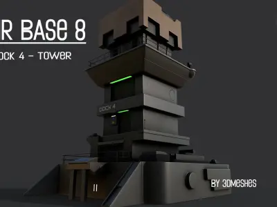 AIR BASE 8 - Dock 4 -Tower Low-poly 3D model