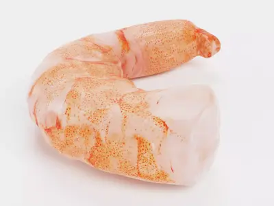 Shrimp Bite - Realistic Cooked Seafood Piece 3D model