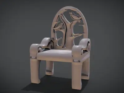 Unique Chair with a Bird Ornament model Low-poly 3D model