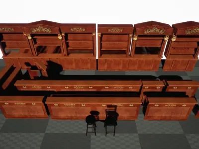 Vintage Retro bar modular Low-poly 3D model