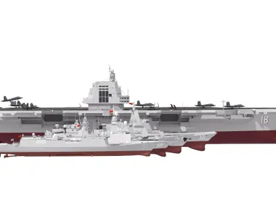 China  003 Fujian aircraft carrier  destroyer frigate package 3D model