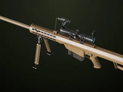 Sniper Rifle 02 Black and Sandal Single Map All PBR Unity UE Textures 3D model