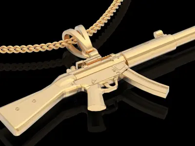 MP5 Gun pendant silver gold printable jewelry 3D model 3D print model