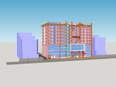 Mixed Used Commercial Building 3D model