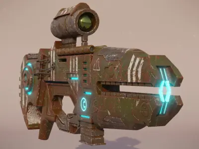 Railgun futuristic weapon Low-poly 3D model