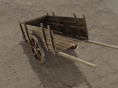 Medieval cart Low-poly 3D model
