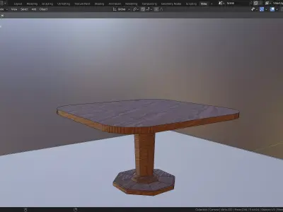 square table model High-quality low-poly  Free low-poly 3D model