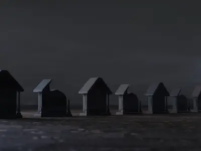 Hand Sculpted cemetery gravestones part 3  Low-poly 3D model