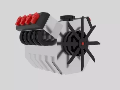 Cartoon Engine Low-poly 3D model