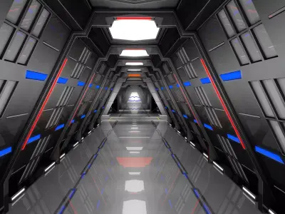 Sci Fi Corridor Spaceship 3D model get
