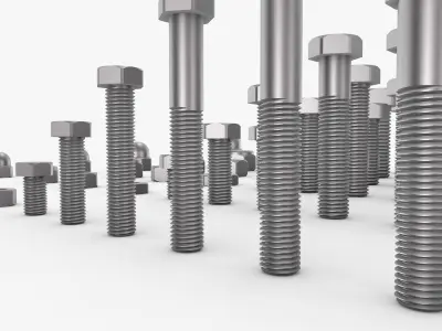 Bolts and nuts collection 3D model