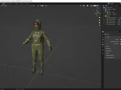 Woman - Hunting Uniform 2 - Modular - Rigged Low-poly 3D model