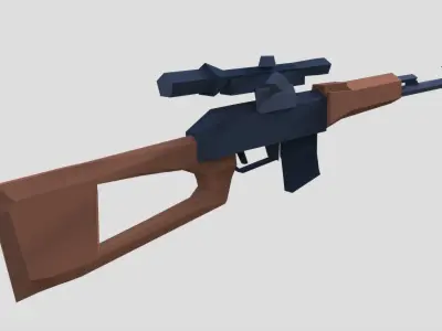 Dragunov Sniper Rifle Low Poly Free low-poly 3D model