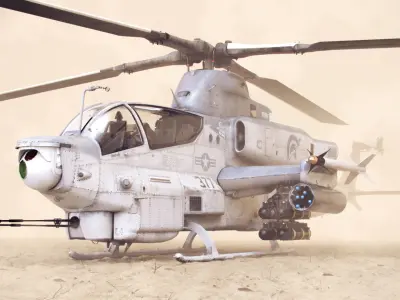 Bell AH-1Z Viper Attack Helicopter Dirty Textures 3D model