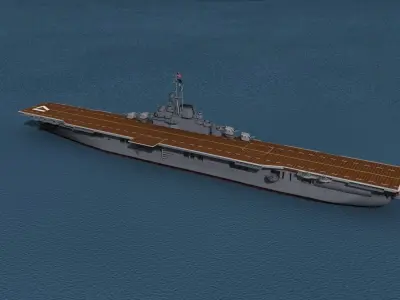 Essex Class Aircraft Carrier CV-17 USS Bunker Hill 3D model