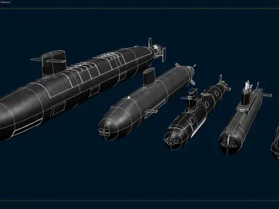 Submarine collection x5 3D model