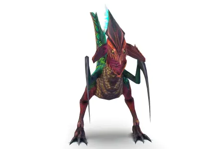 Low Poly Monster Green Alien Dino Low-poly 3D model