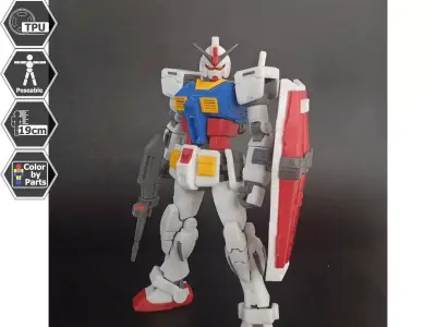 Fully 3D Printed Gundam Action Figure RX 78 version 2 TPU Joint  3D print model