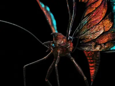 Alien Butterfly Insect Low-poly 3D model