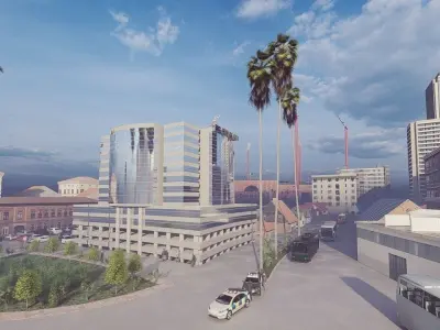 Big City Plaza Low-poly 3D model