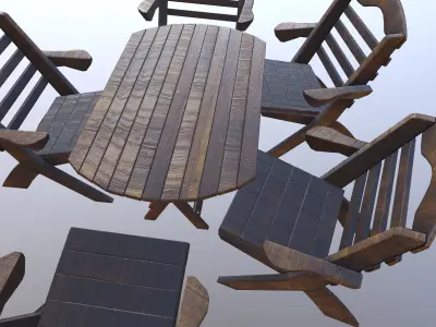  Garden Furniture Table Chair Free low-poly 3D model