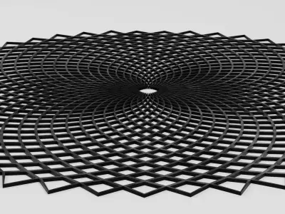 Fibonacci Phyllotaxis Spiral Disc - Dark Iron Metal Low-poly 3D model