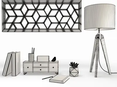 Wooden Decorative Objects 3D model