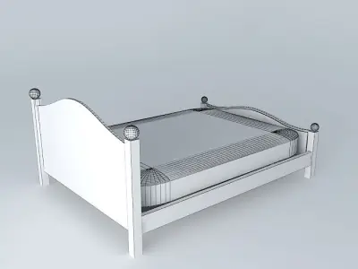 Queen bed Free 3D model