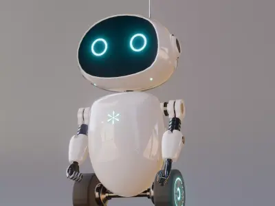 Cute Futuristic Service Robot -Friendly Sci-Fi Assistant Low-poly 3D model