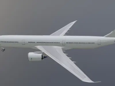 Airbus a330-900neo plain white model with cockpit Low-poly 3D model