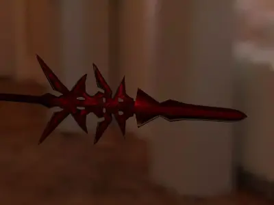 Spear sword with spikes Free low-poly 3D model