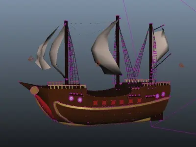 Basic Pirate Ship Low-poly 3D model
