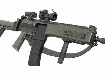 Vertical Foregrip and Rifle Sling Low-poly 3D model