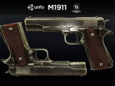 PBR Colt M1911 with Bonus Camo Textures for FPS  Low-poly 3D model