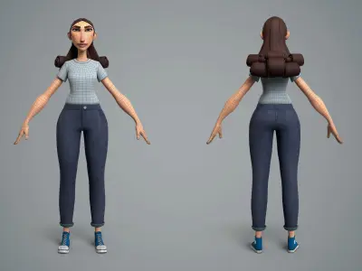 Cartoon female character Livia base mesh Low-poly 3D model
