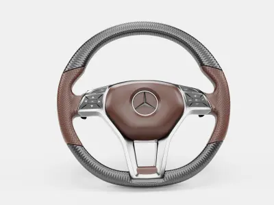 3d Steering Wheel With Dark Red Cover 3D model