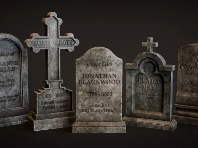 Old Tombstone Set 3D Model Collection
