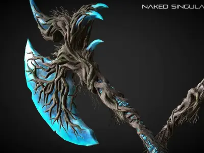 Claw Halberd Medieval dark fantasy weapon Low-poly 3D model