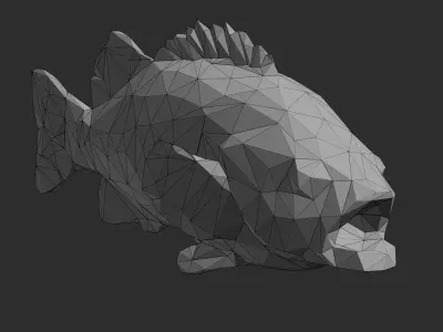 Low Poly Black Rockfish Low-poly 3D model