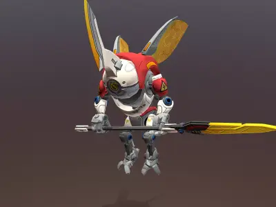 CYBORG-BEETLE-ROBOT Aerial Whirl Wind Attack 3D model