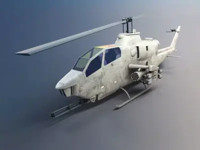 Camouflaged Military Attack Helicopter 3D model