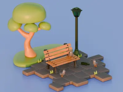 Stylized Park Render 3D model
